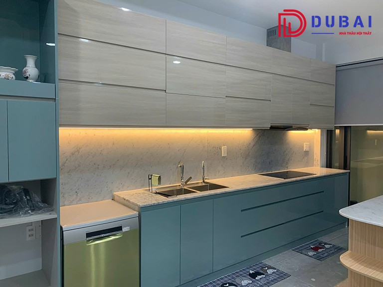 hệ tủ bếp được làm gỗ MDF an cường cao cấp
