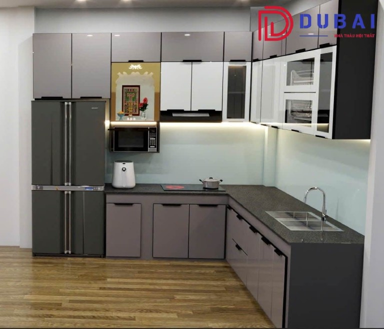 bàn thờ ông táo trên tủ bếp