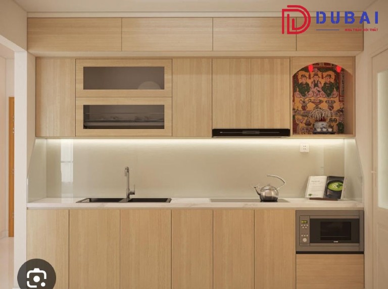 bàn thờ ông táo trên tủ bếp