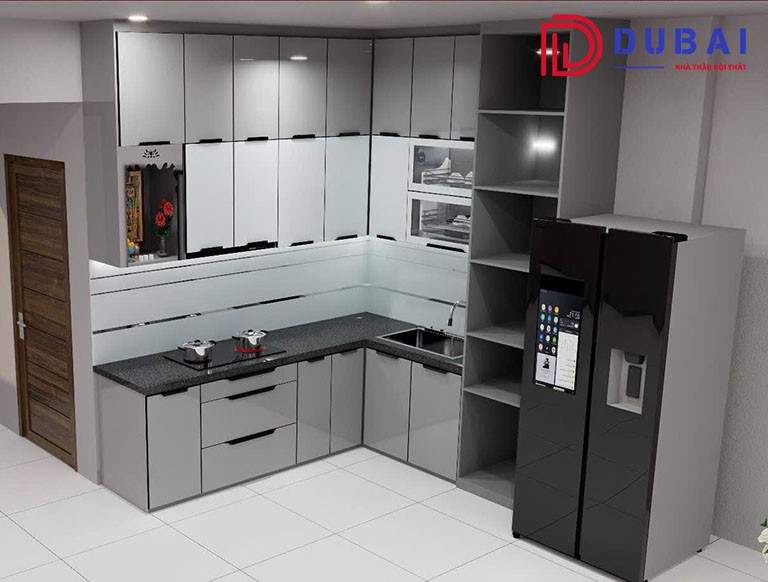 bàn thờ ông táo trên tủ bếp