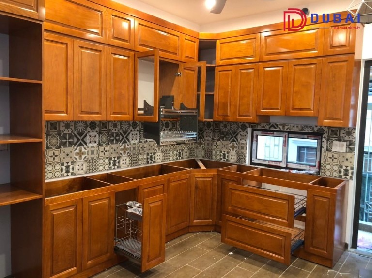 mẫu tủ bếp gỗ đẹp chữ l