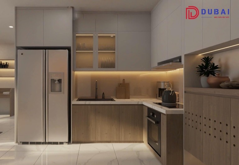 mẫu tủ bếp gỗ chữ l đẹp