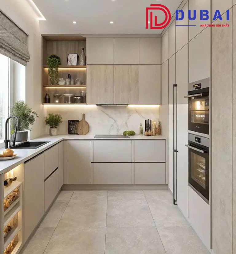 mẫu tủ bếp gỗ đẹp chữ l