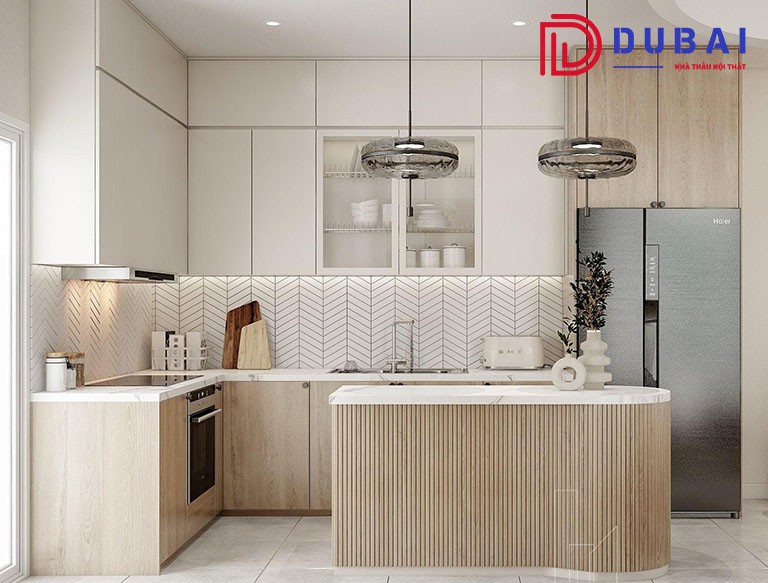 mẫu tủ bếp gỗ đẹp chữ l