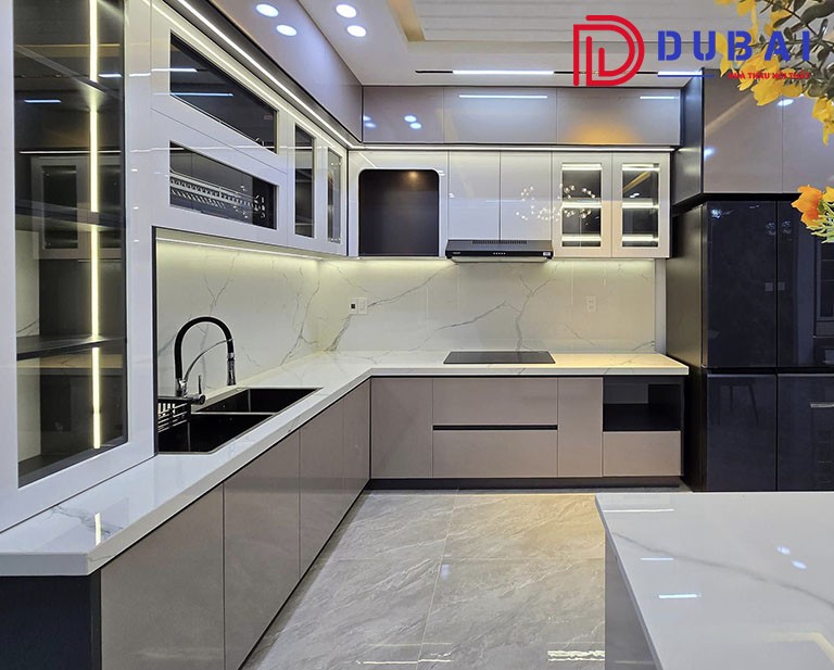 mẫu tủ bếp gỗ đẹp chữ l