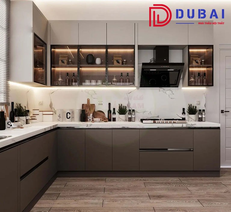 mẫu tủ bếp gỗ đẹp chữ l