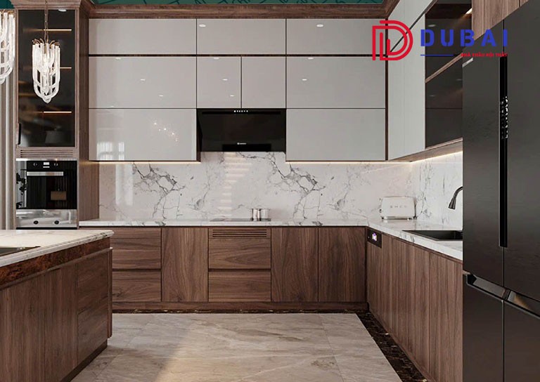 mẫu tủ bếp kịch trần