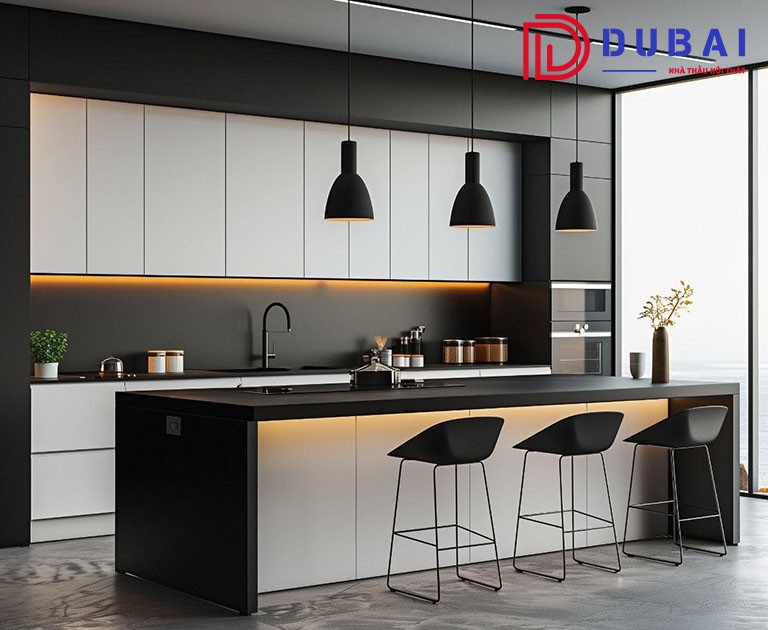 mẫu tủ bếp kịch trần
