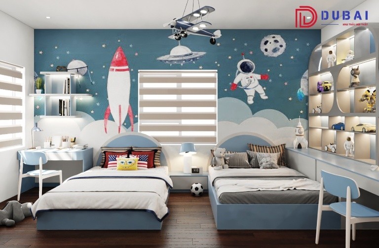 thiết kế phòng ngủ cho 3 bé