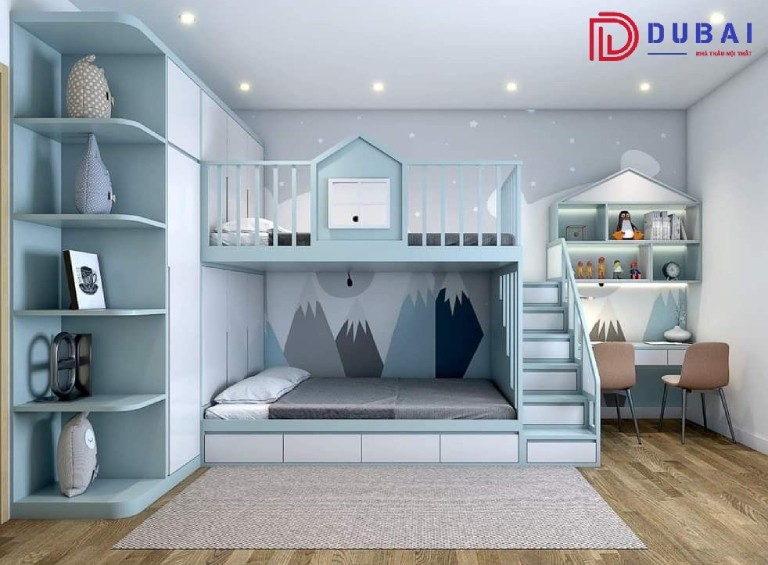 thiết kế phòng ngủ cho 3 bé