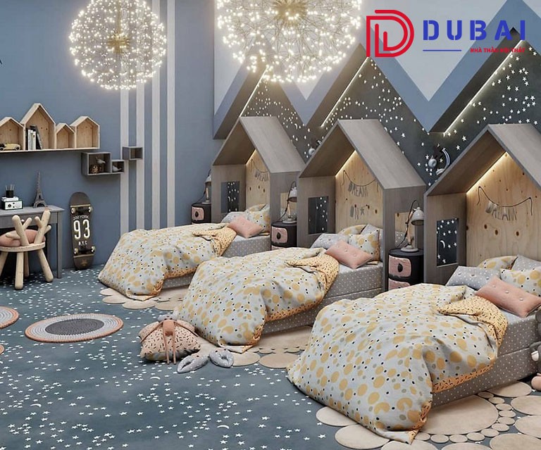 thiết kế phòng ngủ cho 3 bé