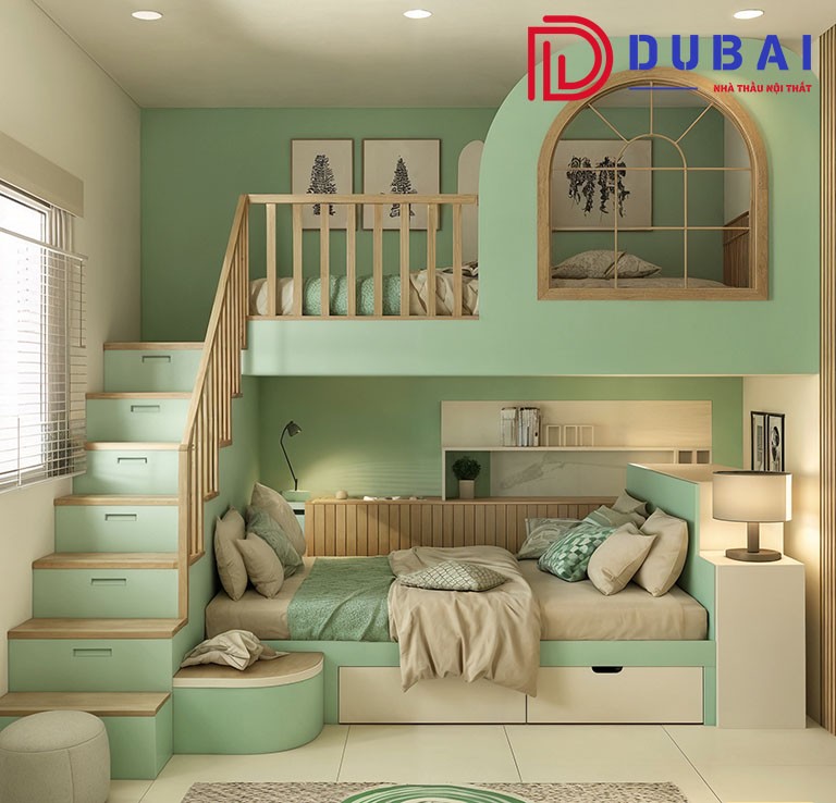 thiết kế phòng ngủ cho 3 bé