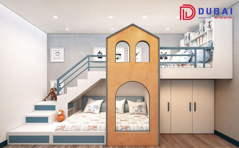 thiết kế phòng ngủ cho 3 bé