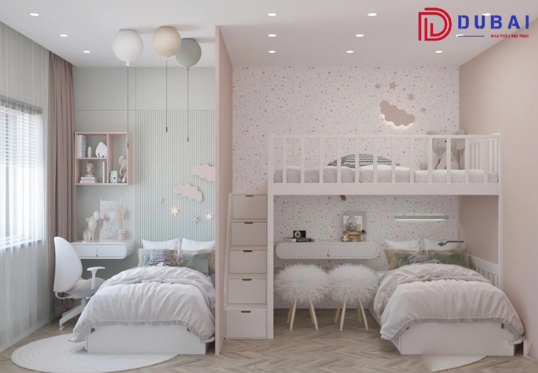 thiết kế phòng ngủ cho 3 bé