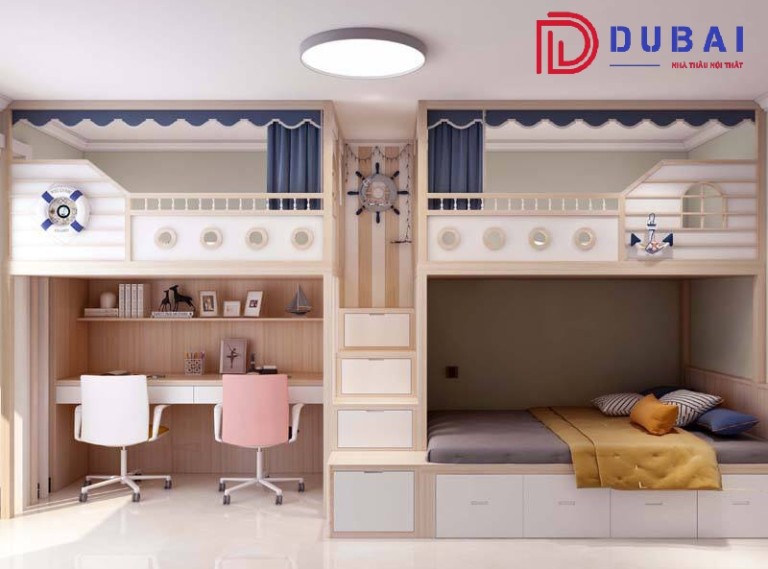 thiết kế phòng ngủ cho 3 bé