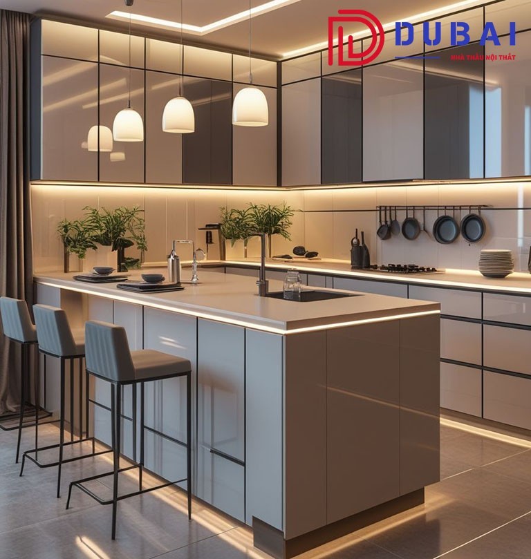 tủ bếp có quầy bar