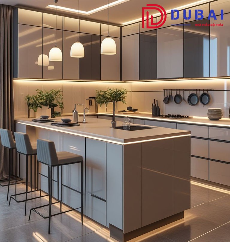 tủ bếp có quầy bar