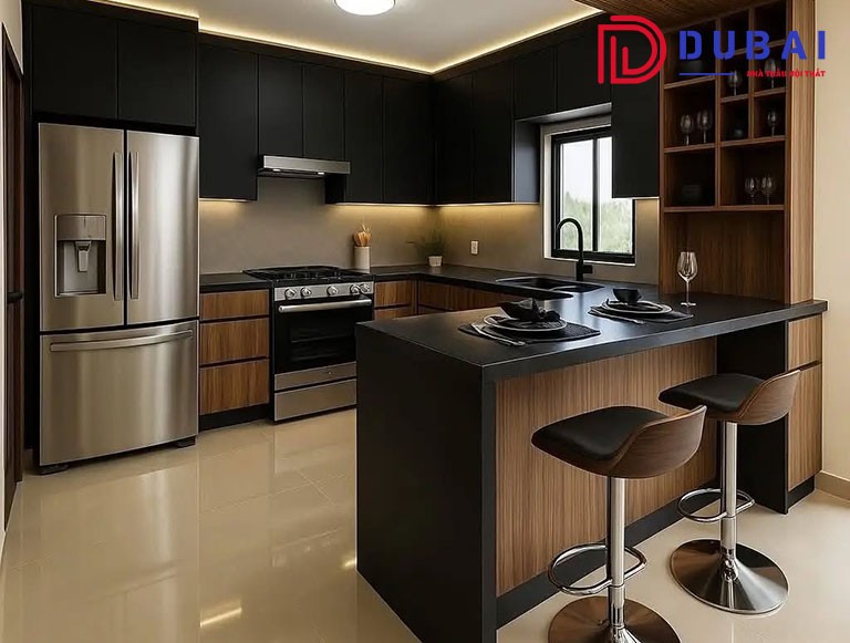 tủ bếp có quầy bar