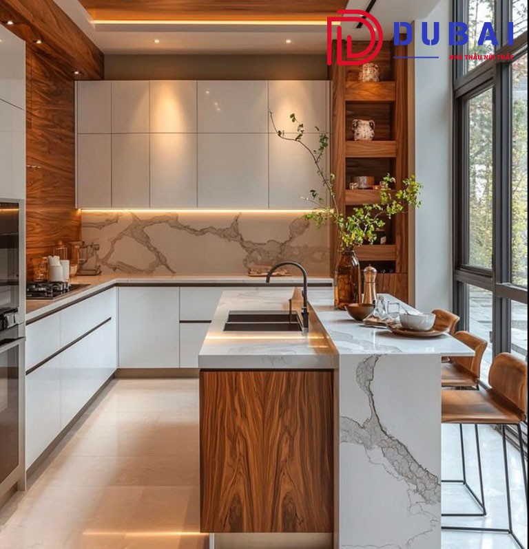 tủ bếp có quầy bar