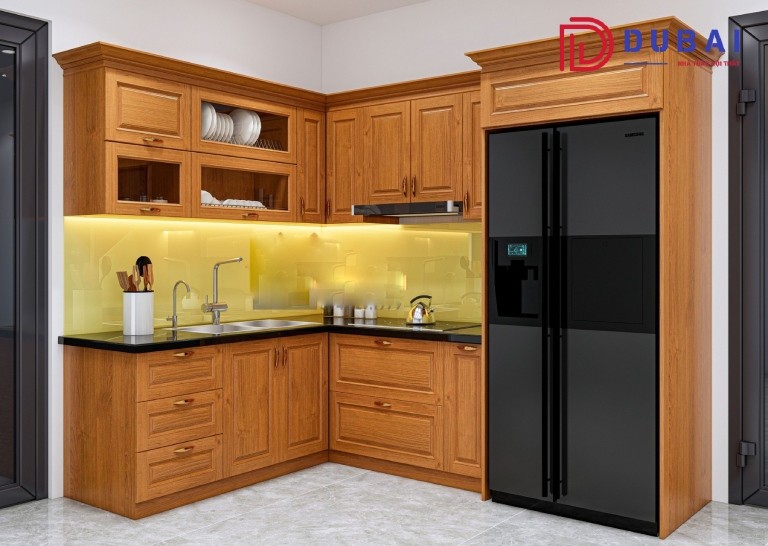 tủ bếp gỗ gõ đỏ