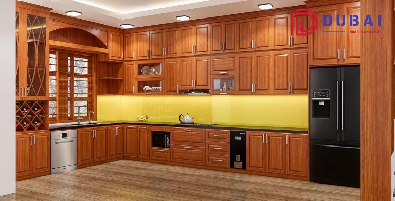 tủ bếp gỗ gõ đỏ