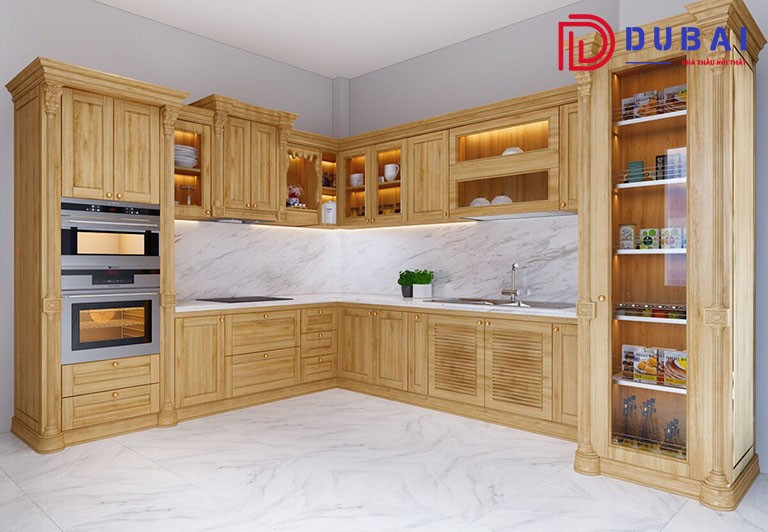tủ bếp gỗ sồi nga