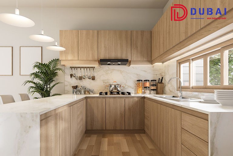 tủ bếp gỗ sồi nga