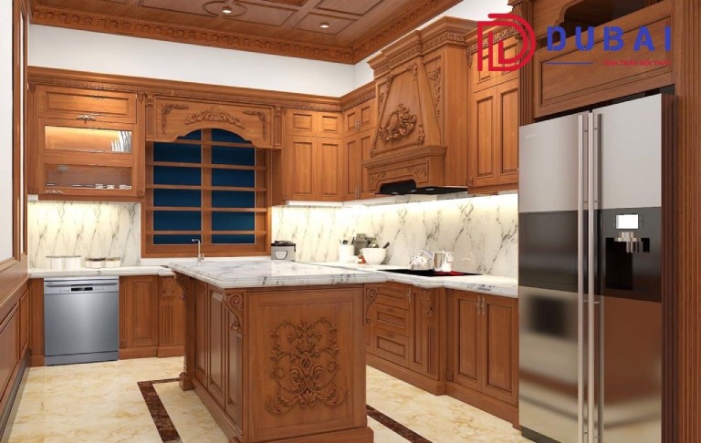 tủ bếp gỗ xoan đào
