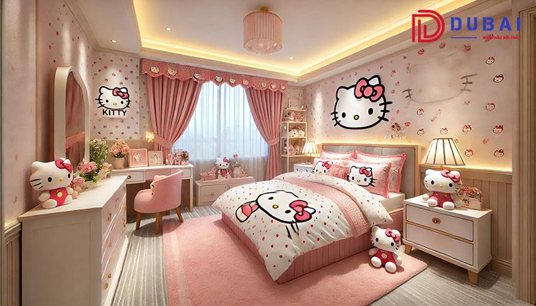 phòng ngủ cho bé gái hello kitty