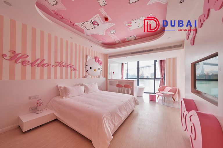 phòng ngủ cho bé gái hello kitty