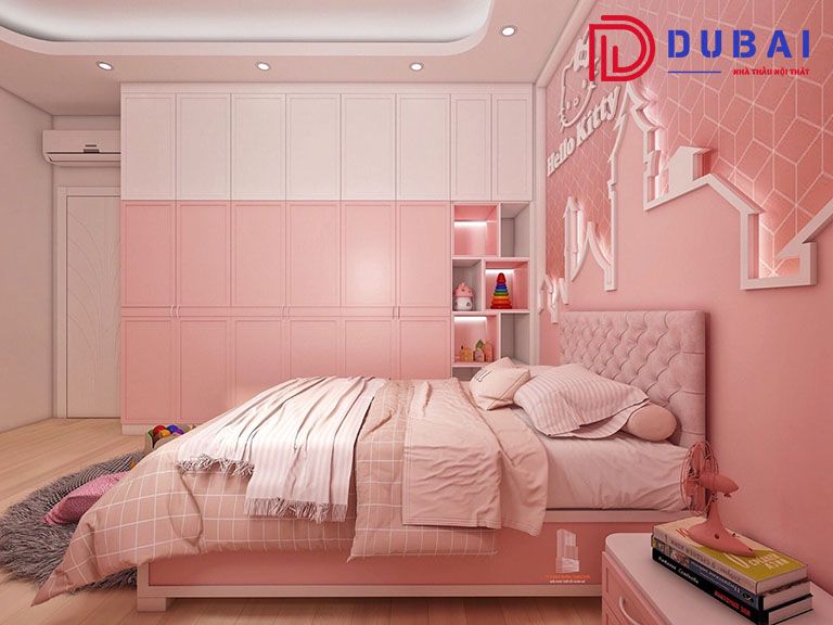 phòng ngủ hello kitty cho bé gái