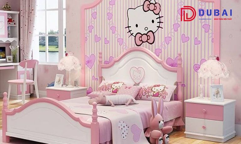 phòng ngủ cho bé gái hello kitty