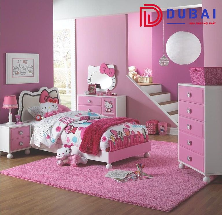 phòng ngủ cho bé gái hello kitty
