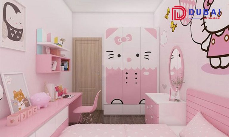 phòng ngủ cho bé gái hello kitty