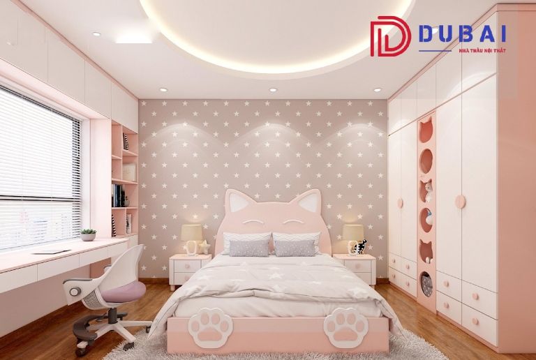 phòng ngủ cho bé gái hello kitty