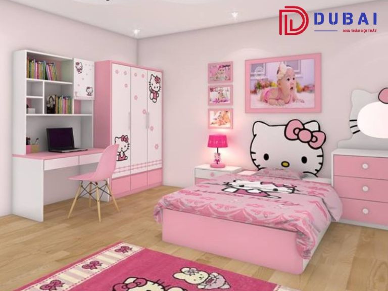 phòng ngủ cho bé gái hello kitty