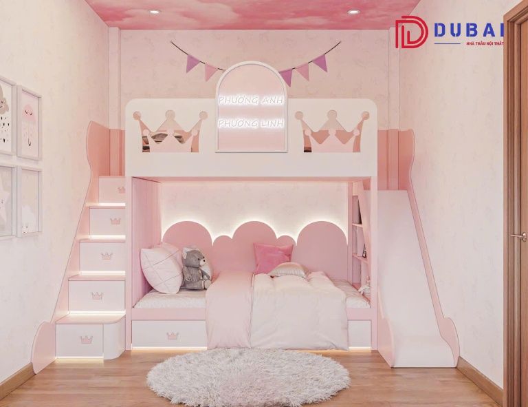 phòng ngủ cho bé gái sinh đôi