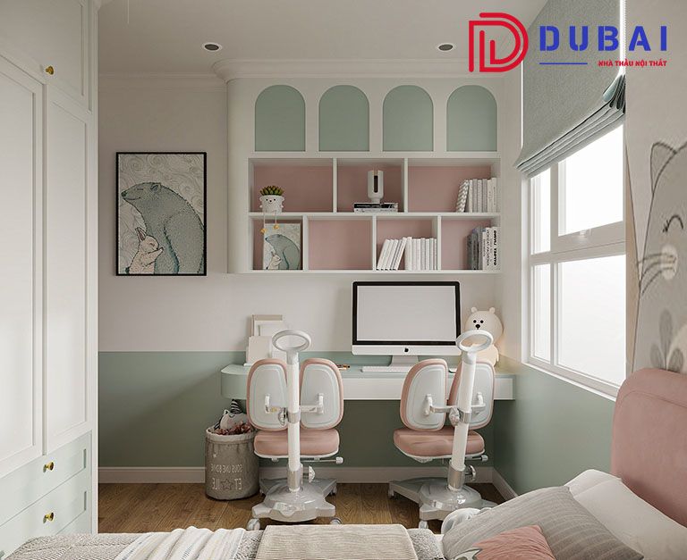 phòng ngủ cho bé gái sinh đôi