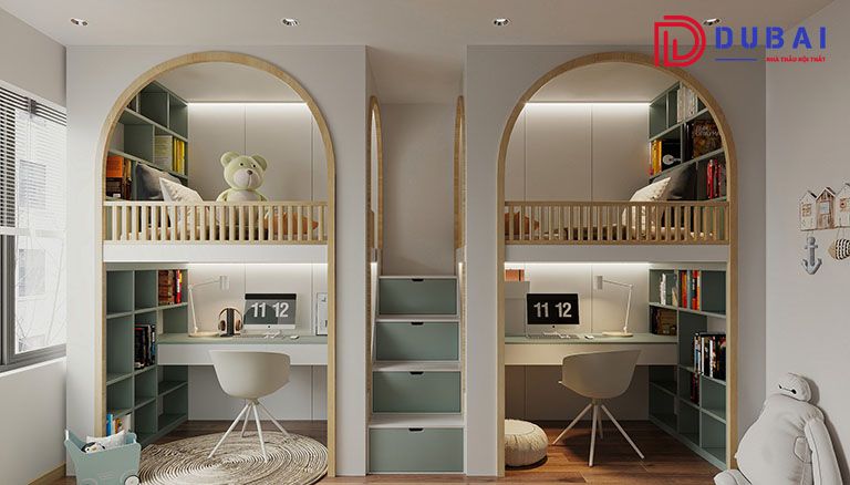 phòng ngủ cho bé gái sinh đôi