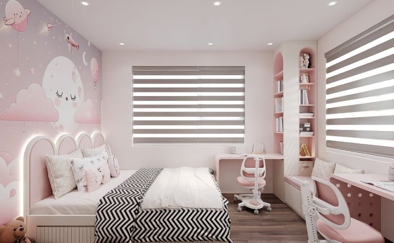 phòng ngủ cho bé gái sinh đôi