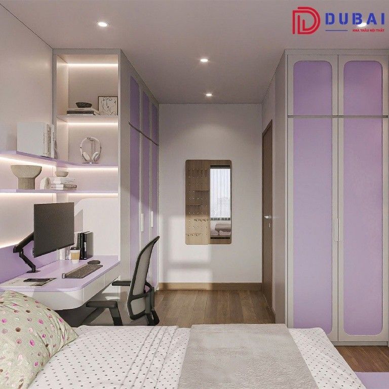 phòng ngủ màu tím cho bé gái