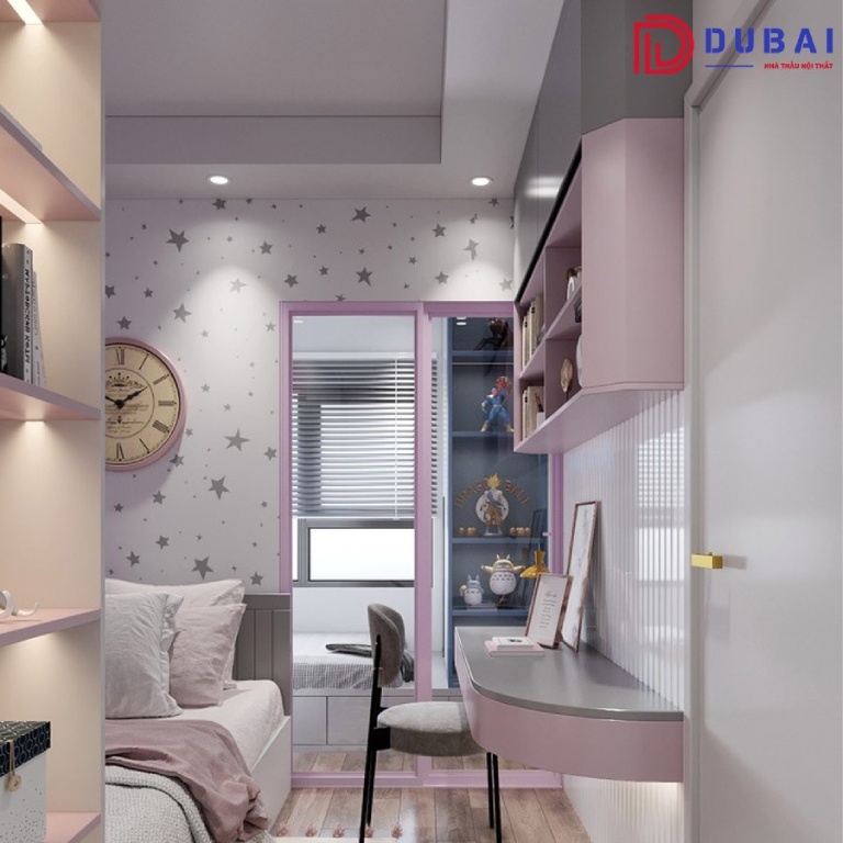 phòng ngủ màu tím cho bé gái