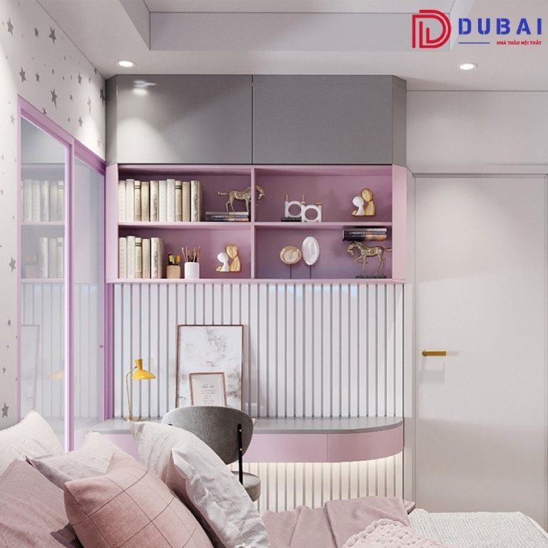 phòng ngủ màu tím cho bé gái