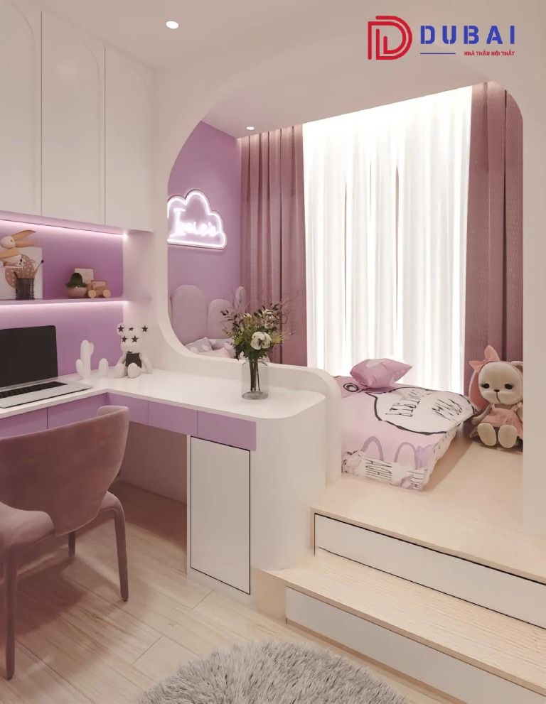 phòng ngủ màu tím cho bé gái