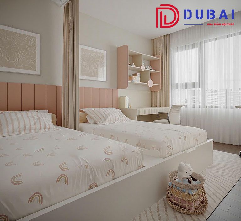 thiết kế phòng ngủ cho 2 bé gái