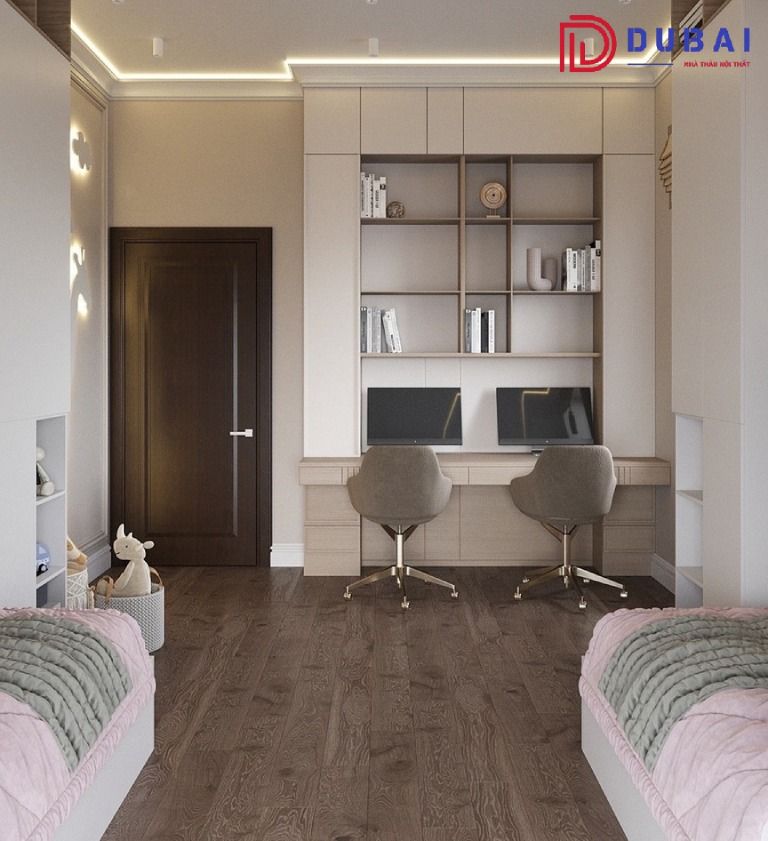 thiết kế phòng ngủ cho 2 bé gái