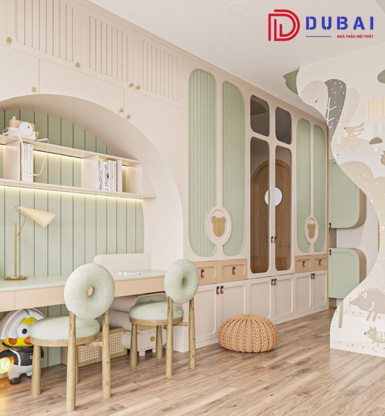 thiết kế phòng ngủ cho 2 bé gái