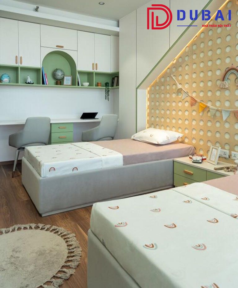 thiết kế phòng ngủ cho 2 bé gái