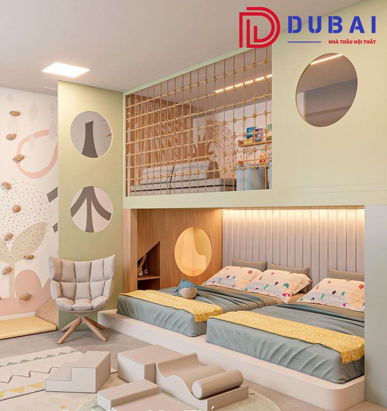 thiết kế phòng ngủ cho 2 bé gái