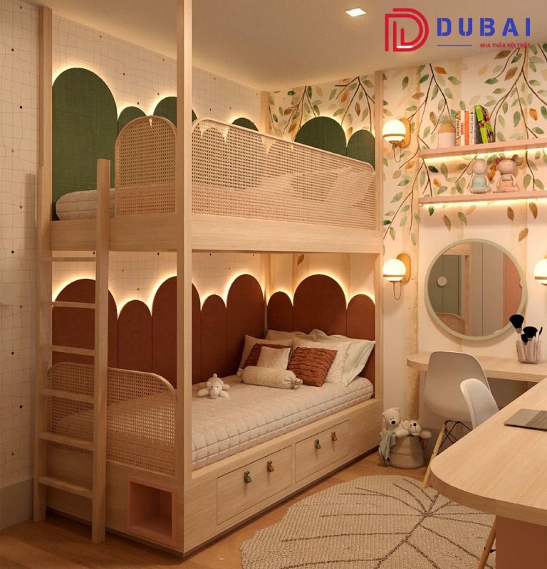 thiết kế phòng ngủ cho 2 bé gái